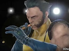 Veľkoprsá baba má sex s veľkým penisom Wolverine