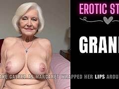 Audio-only mature porn video featuring a surprise encounter between Jake and his step-grandma