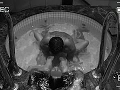 Mature wife gets caught cheating in a hotel jacuzzi by a security guard