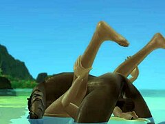 Um grande pau negro deslumbrante devora a área íntima de uma garota deslumbre enquanto ela toma sol nua em uma praia de nudismo. Assista mais em Hentaisims.com