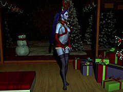 Viúva sensual dança no quarto no Natal