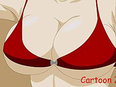 Naruto érett anyuka szemtelenkedik egy piros bikiniben