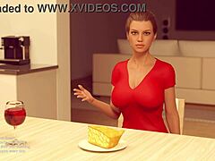 Cartoon milf with big tits in POV visual novel action