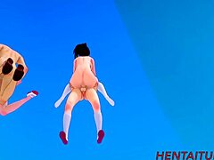 Bakugou Katsuki ve Todoroki Shoto, vahşi bir 3D hentai animasyonunda güçlerini birleştiriyor