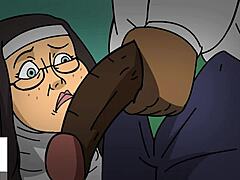 Biarawati dewasa menikmati pembicaraan kotor dan menikmati kontol hitam dalam video Hentai anime