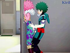 Mina Ashido, Momo Yaoyorozu a Izuku Midoriya se zapojí do intenzivní trojky v hentai My Hero Academia