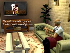 Bunica face footjob și face sex oral în Sims 4