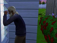Bătrânul plătește chiria pentru o fată tânără în dușul spion din Sims 4