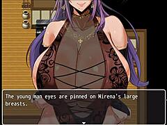 Aziatische MILF Mirena geeft een pijpbeurt en krijgt sperma in haar mond in de vijfde aflevering van haar hentai-game