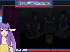 Teil 15 der Avatars Four Elements Trainer-Serie zeigt eine brünette MILF, die sich einem Blowjob-Spaß hingibt