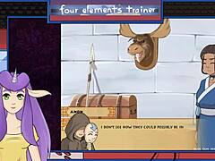 Deel 15 van Avatars vier elementen trainer serie bevat een brunette MILF die zich overgeeft aan pijpplezier