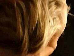 Mature blonde MILF gives me a sensual blowjob and swallows my cum