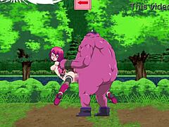 Heißes Hentai-Gameplay mit einem gedämpften brünetten Mädchen, das seine Muschi mit Sperma füllt