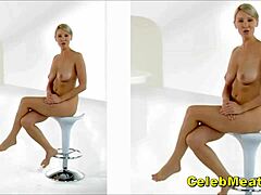 Blond milf och hennes manliga älskare är sensuellt nakna i en förbjuden TV-video