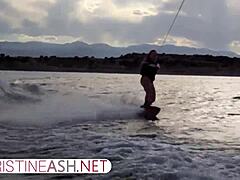 American MILF Christineash gets wet and wild in public watersport