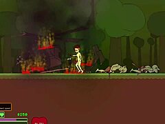 Hentai gameplay deel 3: Naakte vrouwelijke overlevende vecht zich een weg door Goblins en wordt hard geneukt