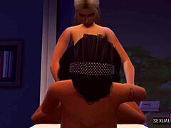 משפחה אנימציה 3D מזדיינת: אמא החורגת מתרגזת כשהיא מספגת מסאז' ורוצה את הפטמות שלה - אמהות לסביות