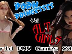 ¡Calientes MILFs y princesas adolescentes compiten en un juego porno!