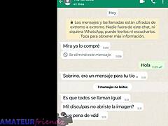 Latina MILF masturbates in Whatsapp webcam with stepsister