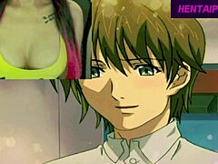 Hentai-sarjakuva anime-seksistä ja sarjakuvan kasvoille laukeamisesta